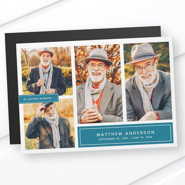 In Liebe Erinnerung Moderne Farbe Vier Fotos Magnetkarte (Von Creator hochgeladen)