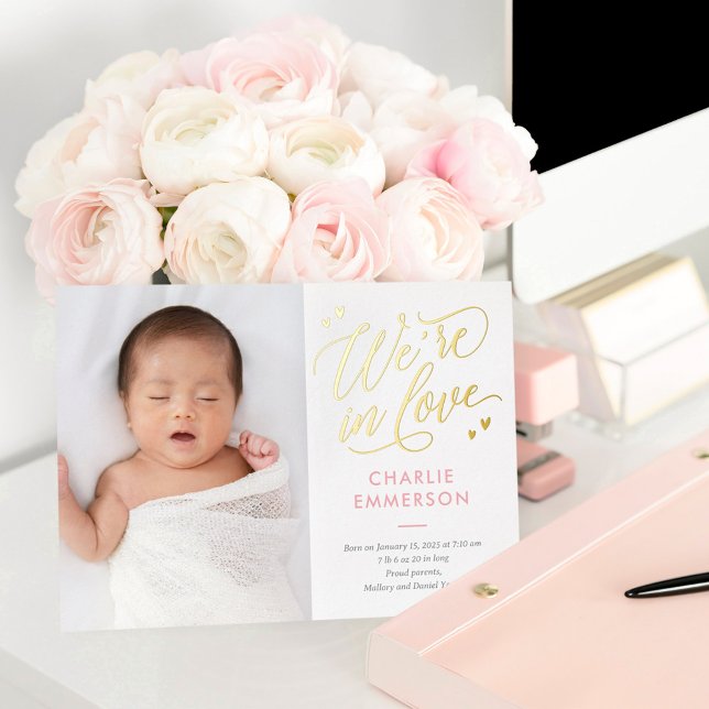 In Liebe Foil Baby Birth Ankündigung (Von Creator hochgeladen)