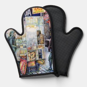 In Liebe mit Ärger und in Schwierigkeiten mit der Ofenhandschuh