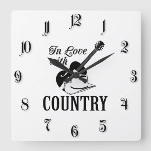 In Liebe mit dem Land Quadratische Wanduhr