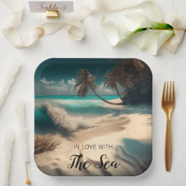 In Liebe mit dem Meer | Tropische Kunst Pappteller