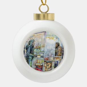 in Liebe mit Schwierigkeiten und in Schwierigkeite Keramik Kugel-Ornament
