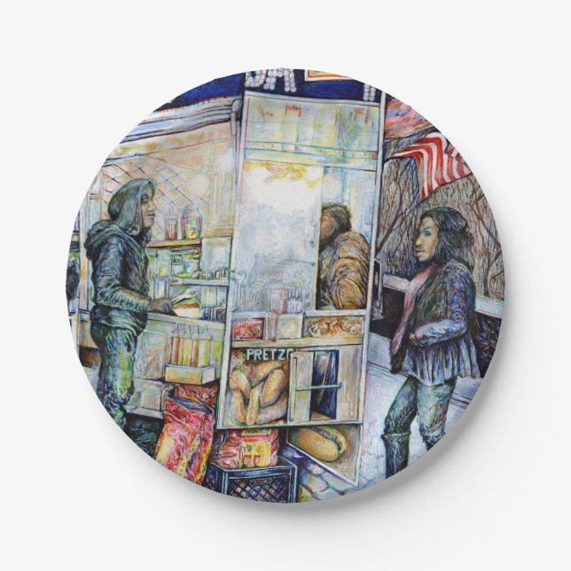 in Liebe mit Schwierigkeiten und in Schwierigkeite Pappteller (Vorderseite)