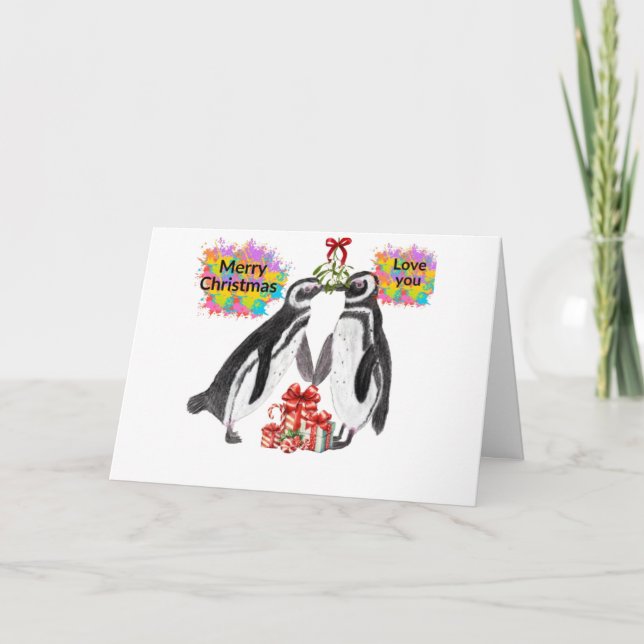 In Liebe Pinguine Weihnachtskarte Karte (Vorderseite)