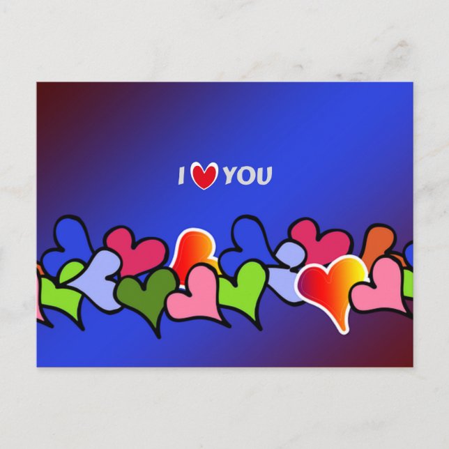 In Liebe Sie, Herzen galur farbenfroh Design Postkarte (Vorderseite)