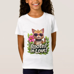 In Liebe Verwurzeltes Katze Mit Sonnenbrille Emble T-Shirt