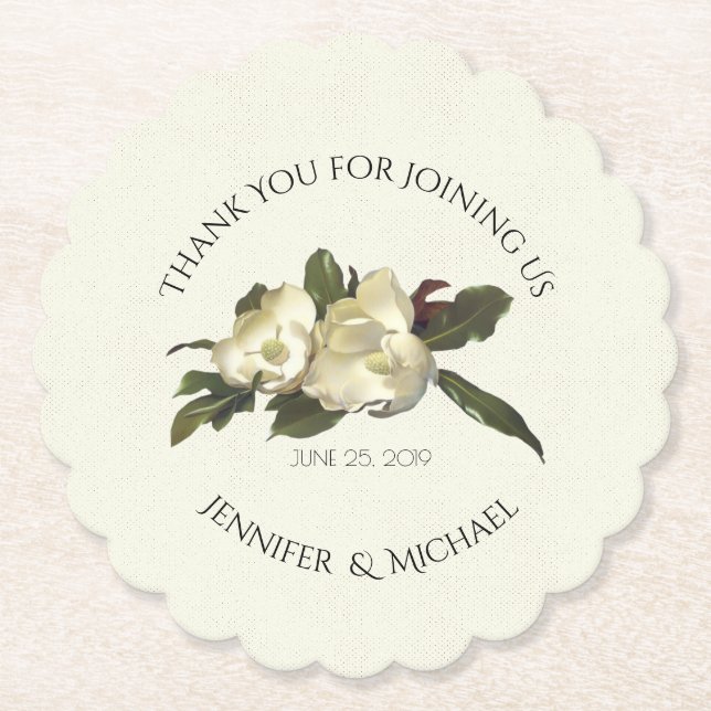 In Liebe - Vintage Magnolische Gastgeschenk Hochze Untersetzer (Vorderseite)