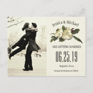 In Liebe - Vintages Magnolia-Foto Save the Date Ankündigungspostkarte