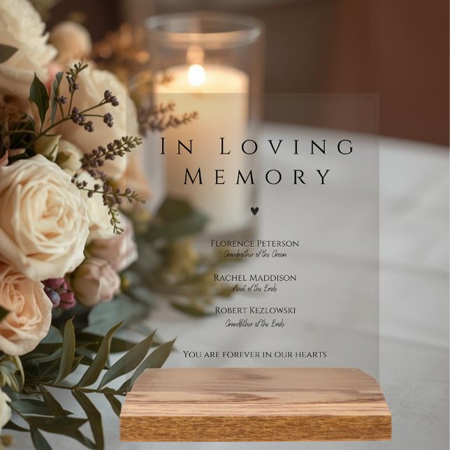 In Liebender Erinnerung Elegantes Hochzeits-Acryls Acrylschild (In Loving Memory Elegant Wedding Acrylic Sign
)