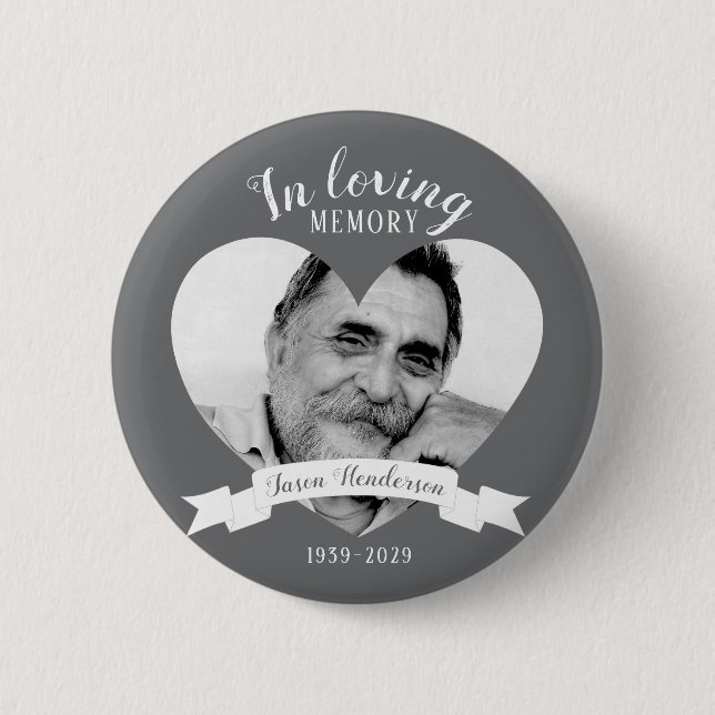 In liebevoll Erinnerung Foto Name weißen Band Button (Vorderseite)