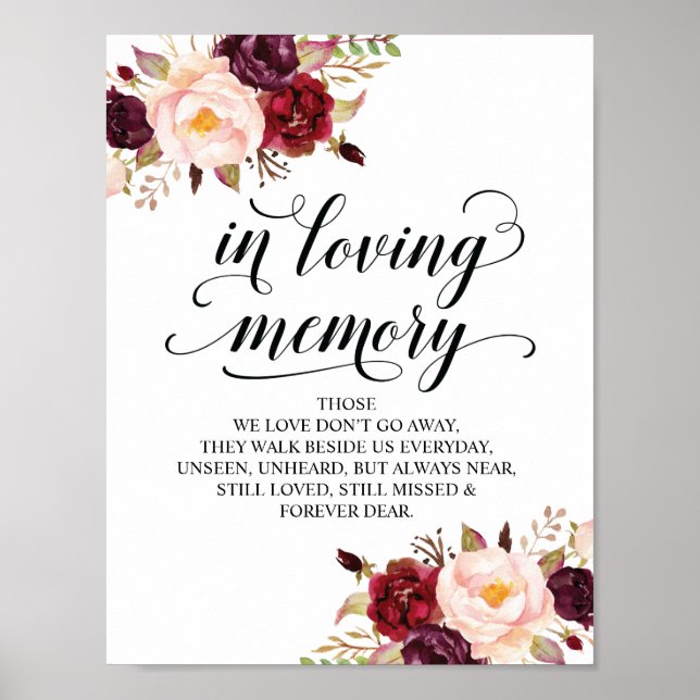 In liebevollem Gedächtnis Gedenktisch Hochzeit Sig Poster (Vorne)
