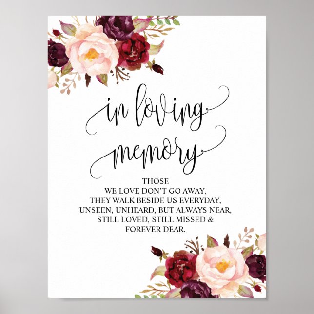 In liebevollem Gedächtnis Gedenktisch Hochzeit Sig Poster (Vorne)