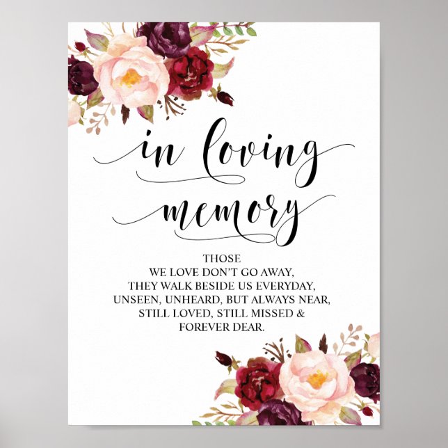 In liebevollem Gedächtnis Gedenktisch Hochzeit Sig Poster (Vorne)