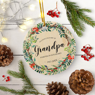 In liebevoller Erinnerung an Opa Rustikaler Kranz  Keramik Ornament