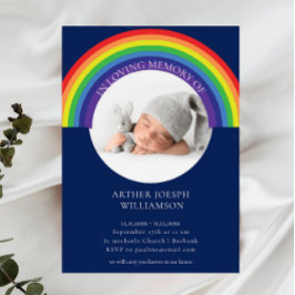 in liebevoller Erinnerung blauer Regenbogen Baby B Einladung