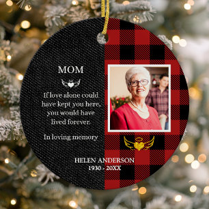 In liebevoller Erinnerung Buffalo Plaid Foto Geden Keramik Ornament