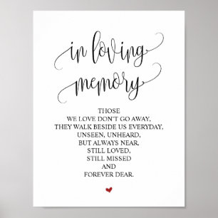 In liebevoller Erinnerung Tischschild für Hochzeit Poster
