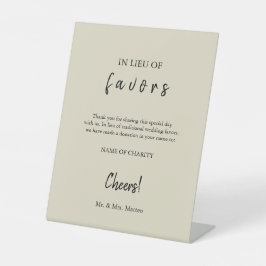 In Lieu favors Öko Friendly Wohltätigkeit Wedding Sockelschild