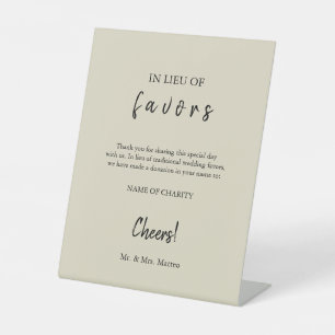 In Lieu favors Öko Friendly Wohltätigkeit Wedding  Sockelschild