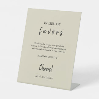 In Lieu favors Öko Friendly Wohltätigkeit Wedding Sockelschild
