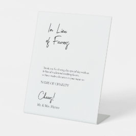 In Lieu favors Öko Friendly Wohltätigkeit Wedding Sockelschild