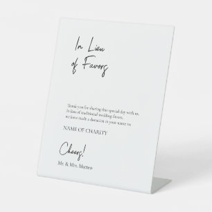 In Lieu favors Öko Friendly Wohltätigkeit Wedding Sockelschild