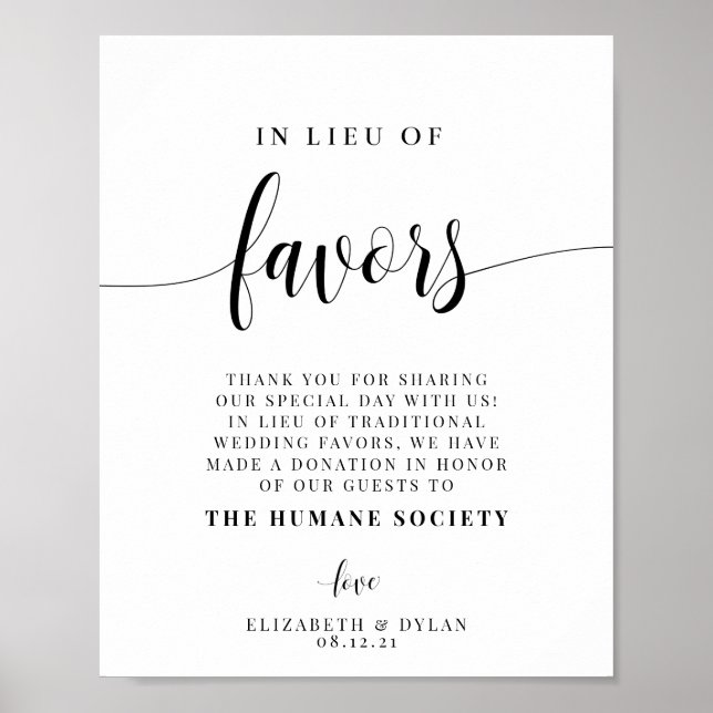In Lieu Of Favors Wedding Reception Poster (Vorne)