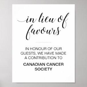 In Lieu Of Favours Charity Donation Wedding Sign Poster