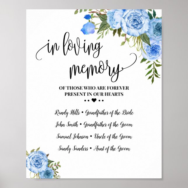 In Love Gedächtnis Erinnerung Blauer Blumenzehen Poster (Vorne)