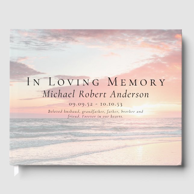 In Love Gedächtnis Sunset Ocean Memorial Beerdigun Gästebuch (Vorderseite)