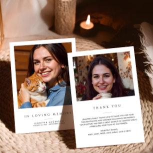 In Love Memory 2-Foto Moderne Beerdigung/Gedenkstä Dankeskarte