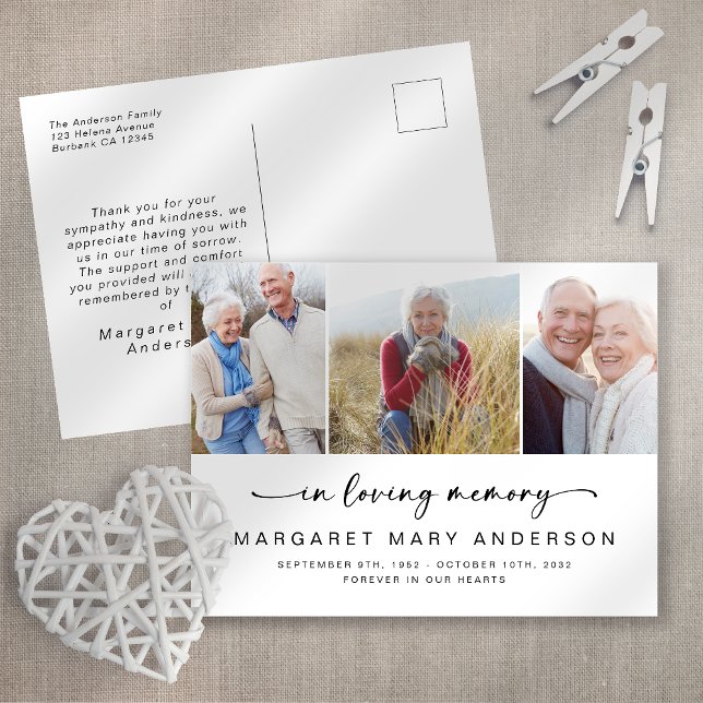 In Love Memory 3 Foto Beerdigung Vielen Dank Postkarte (Von Creator hochgeladen)