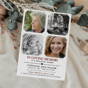 In Love Memory 4 Foto Collage Beerdigung Einladung