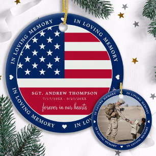 In Love Memory American Flag Foto Memorial Cera Keramik Ornament