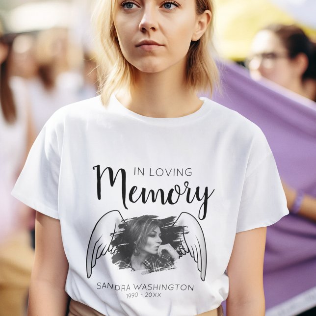 In Love Memory | Angel Wing | Foto Memorial T-Shirt (Von Creator hochgeladen)