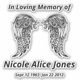 In Love Memory Angel Wings Aufkleber