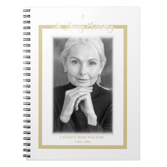 In Love Memory B&W Golden Foto Service Liebe Notizblock (Vorderseite)