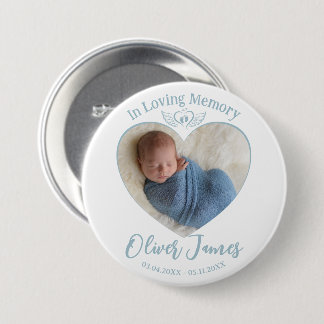 In Love Memory Baby Foto Angel Wings Keepake Button