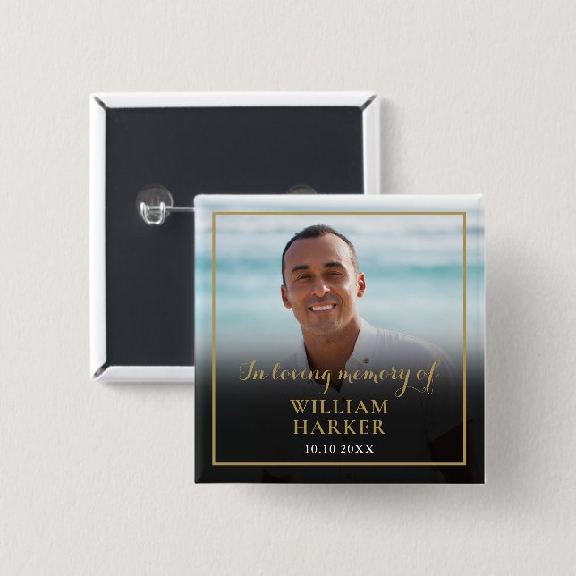 In Love Memory Beerdigung Foto Button (Vorne & Hinten)