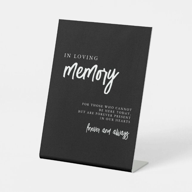 In Love Memory Black and White Wedding Sign Sockelschild (Vorderseite)