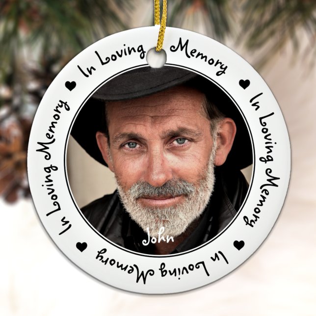 In Love Memory Black Keepake Weihnachts-Foto Keramik Ornament (Von Creator hochgeladen)