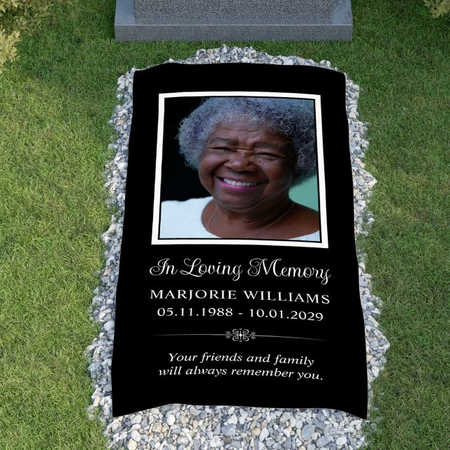 In Love Memory Black & White Foto Grave Cover Banner (In Loving Memory Black & White Photo Grave Cover Banner
)