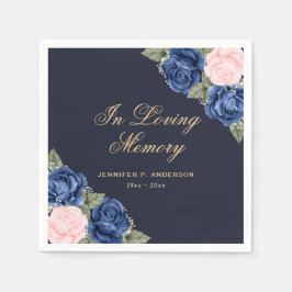 In Love Memory Blue Pink Blumenbeerdigung Serviette