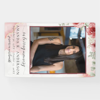 In Love Memory Blush Red Blume Beerdigung Banner