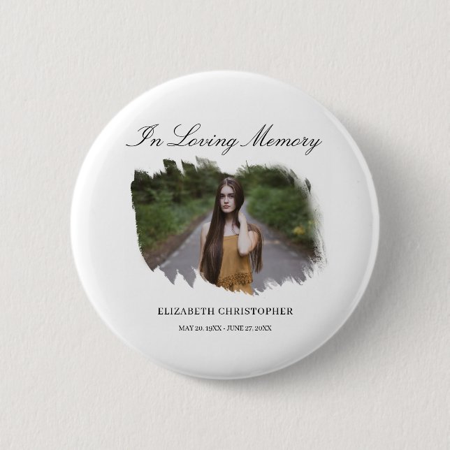In Love Memory Brush Frame Foto Bestattungstaste Button (Vorderseite)