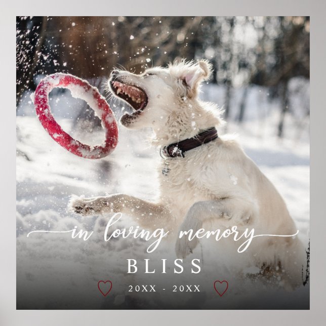 In Love Memory Calligraphy PET Foto Monogram Poster (Vorne)