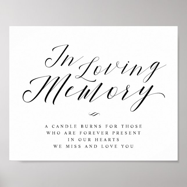 In Love Memory Calligraphy Script Memorial Sign Poster (Vorne)