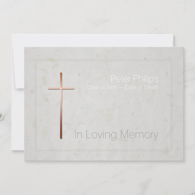 In Love Memory Copper Cross Funeral Invitation 2 (Devant)
