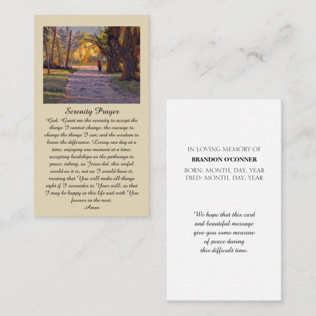 In Love Memory Country Memorial Card Visitenkarte (Vorne/Hinten)