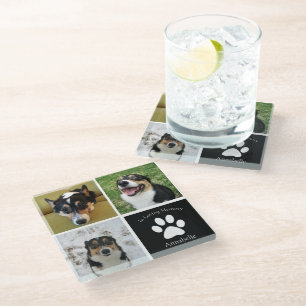 In Love Memory Custom Dog Foto Collage Halten Glasuntersetzer